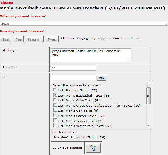 Send your fans a text message