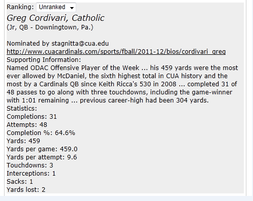 Stats now incorporated into awards nominations